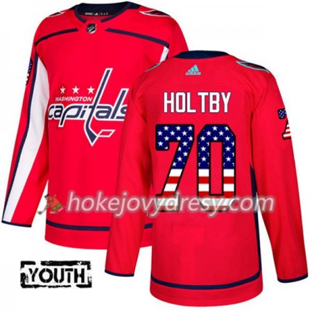 Dětské Hokejový Dres Washington Capitals Braden Holtby 70 2017-2018 USA Flag Fashion Černá Adidas Authentic